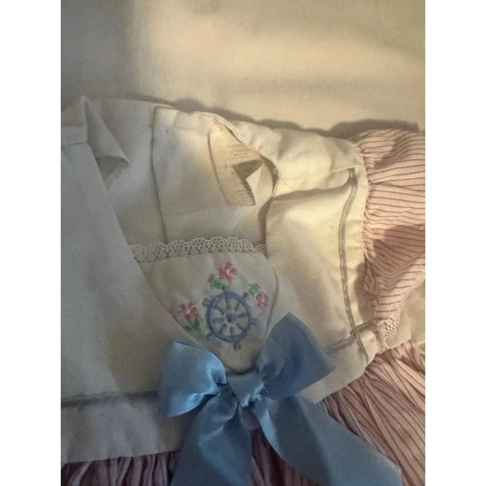 Baby girl‎ vintage pink and white striped dress 12M